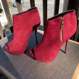 Maroon suede heels